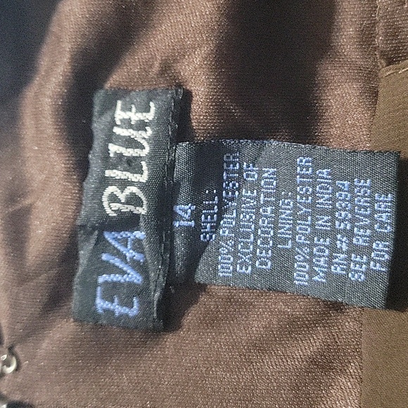 Vintage Eva Blue Brown Floral Mesh Knee Length Y2K Dress Size M - Picture 8 of 9